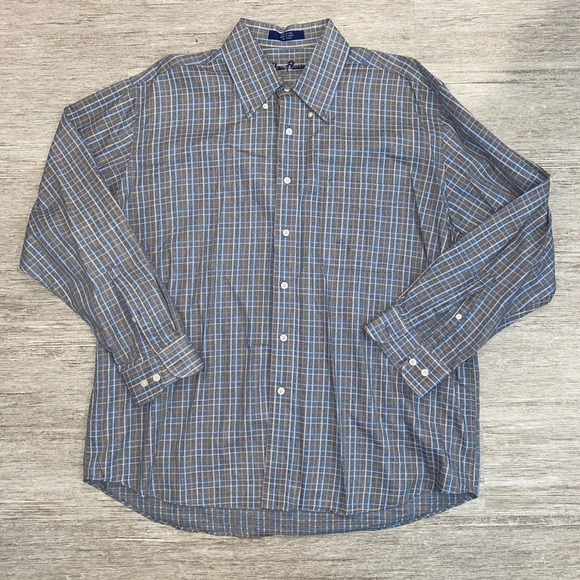 Men’s Alan Flusser Long Sleeve Plaid Button Down Shirt Size XL Gray - Picture 1 of 4